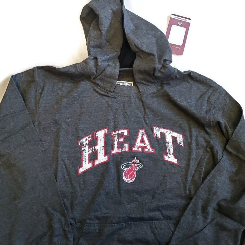 NBA Miami Heat Youth Boys M Long Sleeve Pullover Hoodie Majestic Charcoal